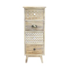 Brown chest of drawers with 4 decorated drawers