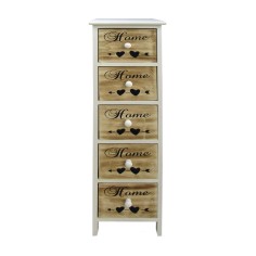 Chest of drawers with 5 wooden drawers with decorative writing