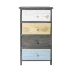 Blue-gray-white-beige vintage and shabby chest of drawers