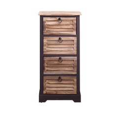 Industrial style cabinet in dark brown wood with 4 drawers