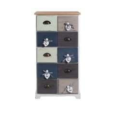 Shabby chest of drawers blue white and gray marine style