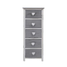 Chest of drawers for bedroom with 5 gray drawers