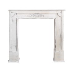 Shabby fire surround in white wood pickled for living room