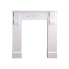 White fireplace frame in classic style with inlay