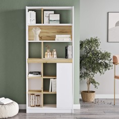 Balal - Freestanding white bookcase with 12 compartments
