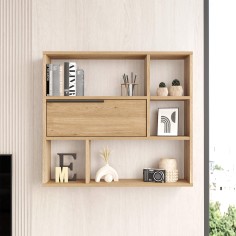 Harad - Wall-mounted bookshelf with 6 compartments