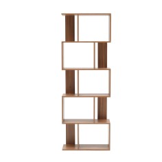 Modern oak brown bookcase with 5 shelves