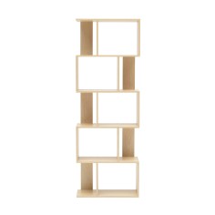 Librería moderna de madera clara con 5 estantes