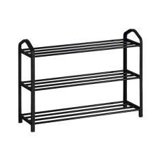 Space-saving metal shoe cabinet with 3 shelves