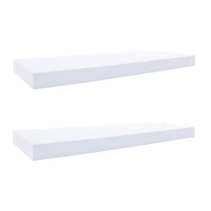 Set of 2 modern white wall shelves