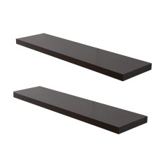 Set of 2 wengé brown shelves in modern style