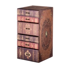 Centella - Cassettiera portagioie marrone a libro con 4 cassetti