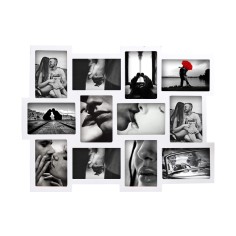 Rebutia - Cornice portafoto bianca da parete per 12 foto