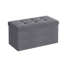 Caladium - Grey rectangular pouf with storage space