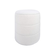 Enula - White round pouf with storage