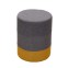 Gray and yellow padded round pouf