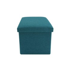 Folding storage cube pouf in turquoise blue