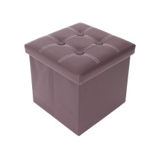 Brown and upholstered square storage pouf