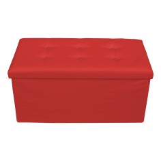 Calicanto - Pouf portaoggetti rosso imbottito con coperchio