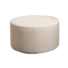 Footstool in beige round fabric for living room