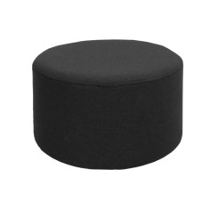 Round pouf in black fabric for modern living room