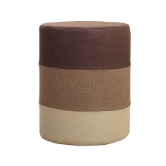 Round and padded multicolored striped pouf