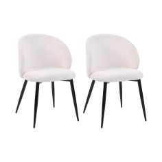 Karamu -  Ensemble de 2 chaises en tissu de couleur crème