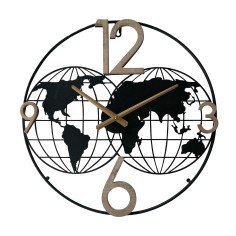 Kauri - Horloge murale avec carte du monde en métal