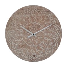Oryza - Reloj de pared marrón con diseño étnico