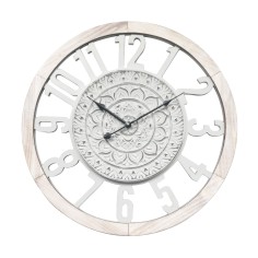 copy of White and brown shabby clock with embossed decoration