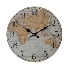 Wall clock with world map