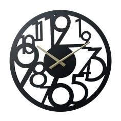 Large wall clock with scattered numbers