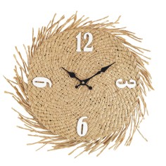 Boho style straw dial wall clock