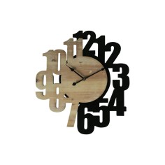 Wall clock with scattered numbers in black and brown