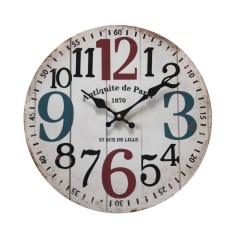 Wall clock with colored numbers in retro style