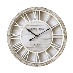 Shabby wall clock in white and brown wood