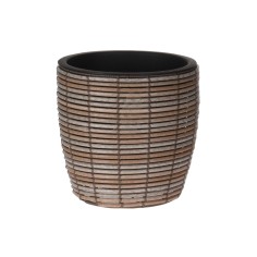 Rivina - Pot en polyrotin marron pour usage intérieur ou extérieur Ø 40 cm