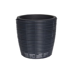 Vriesea - Außenvase aus schwarzem Polyrattan Ø 40 cm