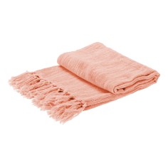 Clivia - Manta decorativa de algodón rosa para sofá o cama