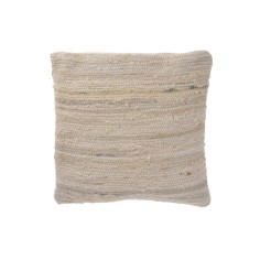 Croton - Cojín cuadrado desenfundable de algodón beige