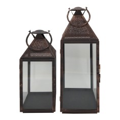 Ensemble de 2 lanternes de style vintage de couleur bronze