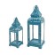 Set of 2 blue metal lanterns for home...