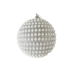 Fragea - 4 large Christmas baubles with silver-colored beads