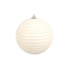 Sabatia - Ensemble de 4 grandes boules de Noël blanches avec des perles