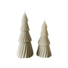 Elowen - Ensemble de 2 bougies beige pour décorations de Noël