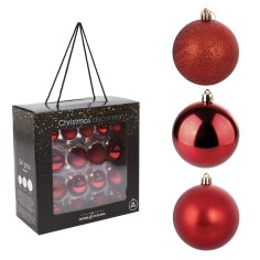 Eliora - Bolas decorativas para el árbol de Navidad Rojas 34 piezas