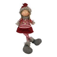 Christmas elf woman in red and gray fabric