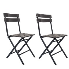 Opuntia - Ensemble de 2 chaises d'extérieur pliantes gris foncé