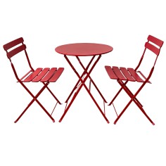 Seyal - Ensemble bistro extérieur rouge avec table pliante et 2 chaises