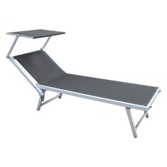 Taxus - Folding grey sun lounger with adjustable canopy